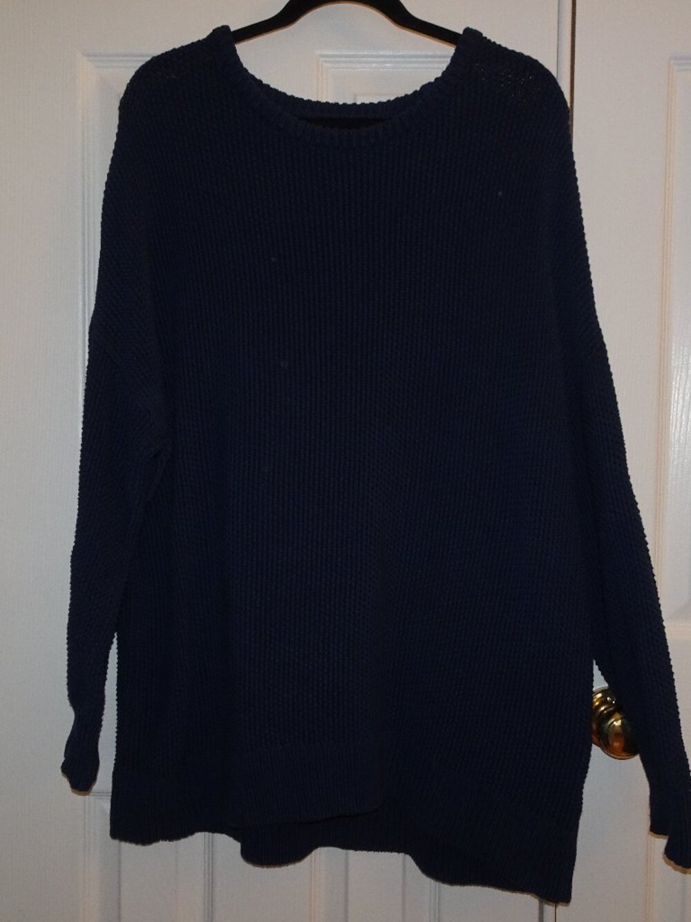 Old Navy Navy Blue Tunic Length Fisherman's Sweater